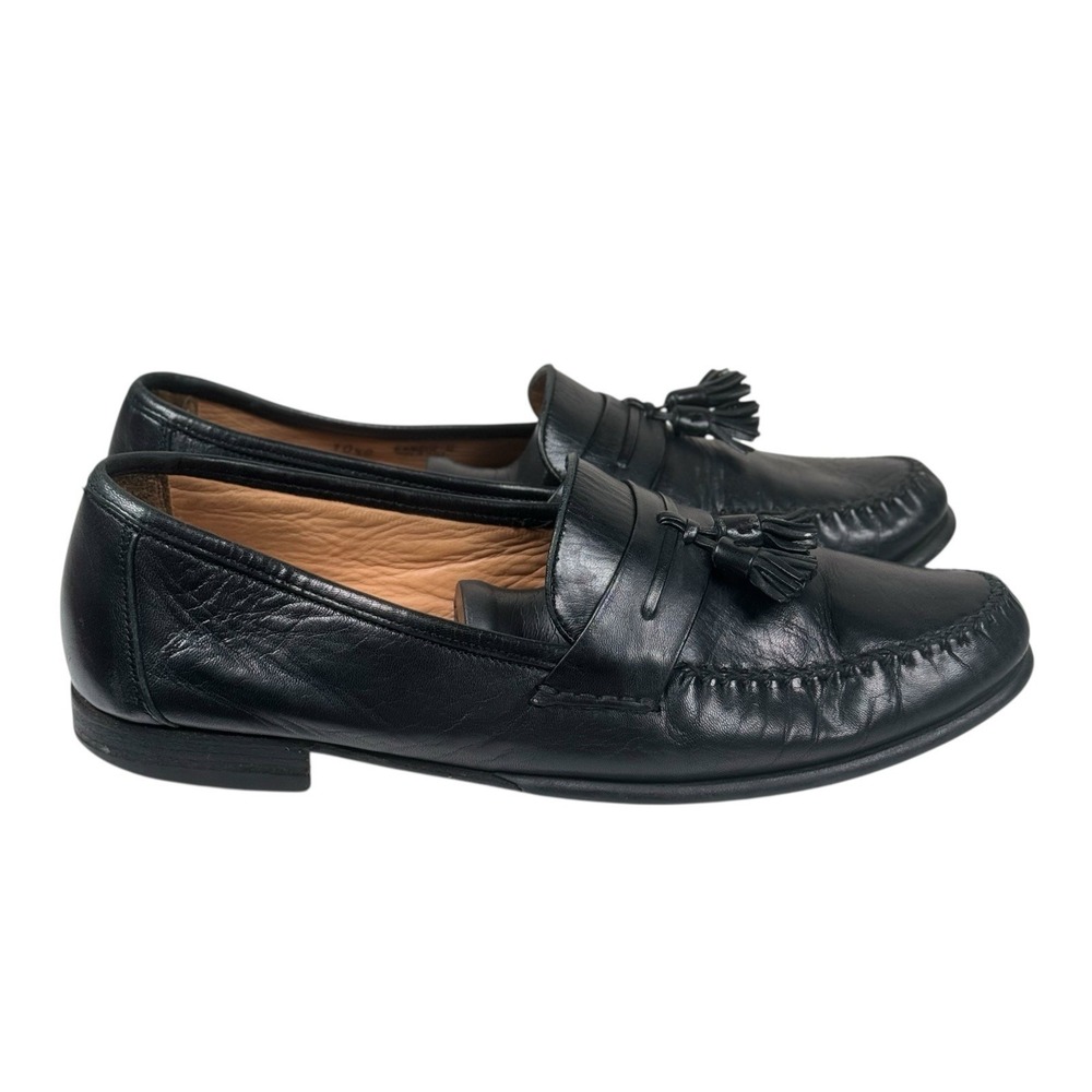 Bally Men's Black Leather Tassel Loafers Sanzio Men's Size 10.5 D Italy